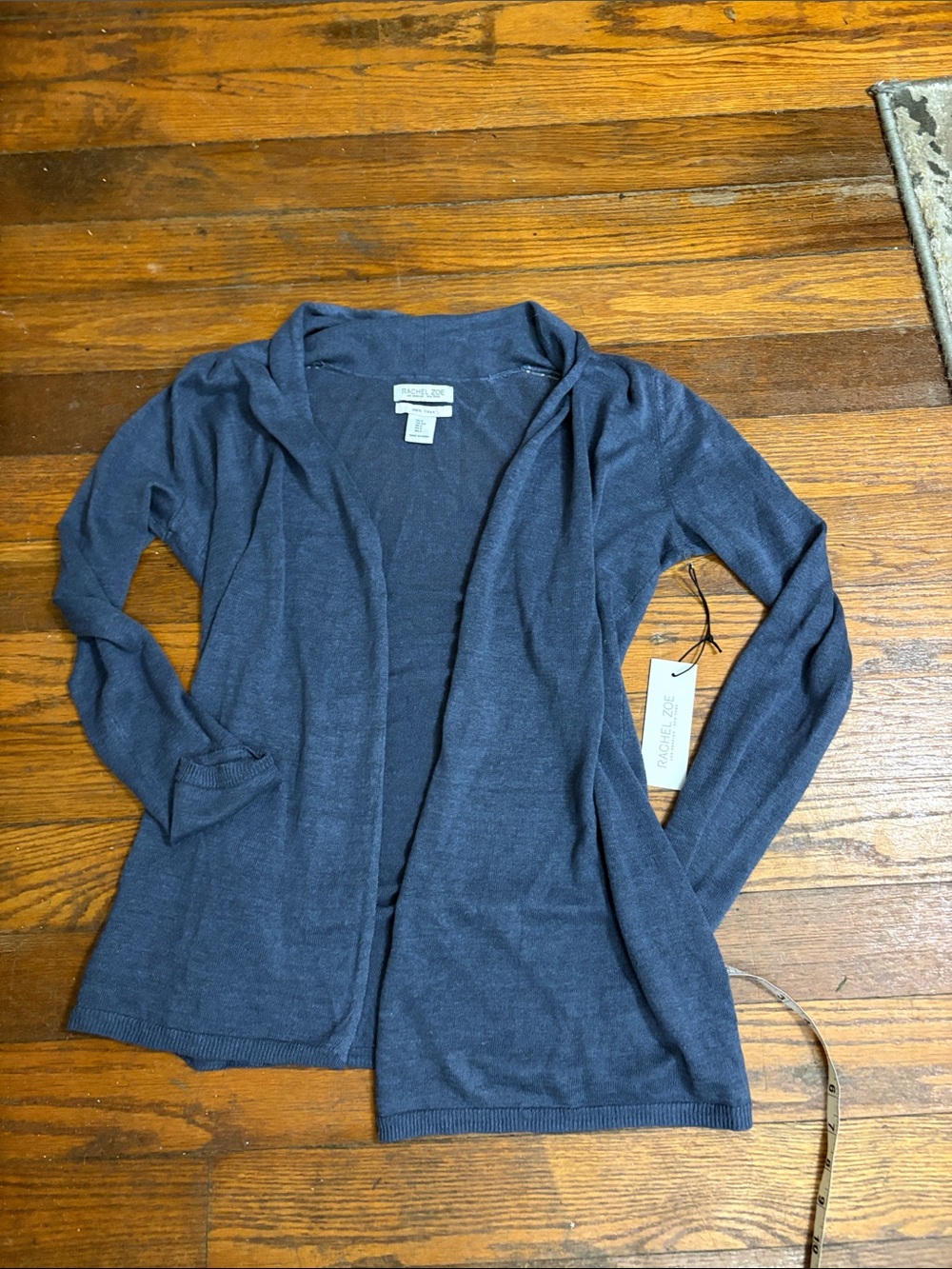 Rachel Zoe Linen Open-Front Cardigan in Navy Blue women’s Small
